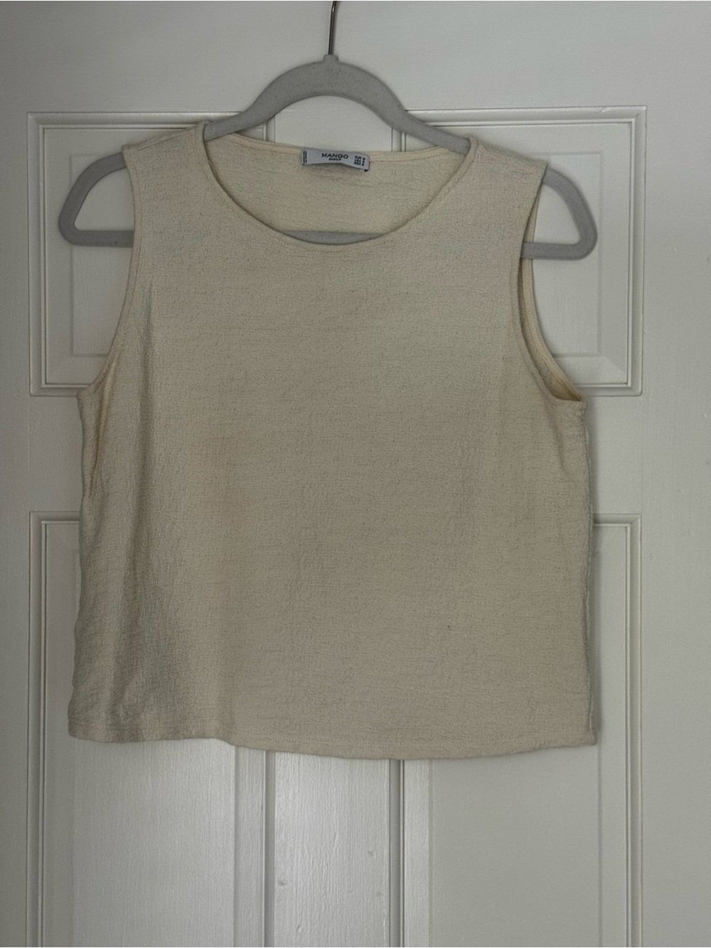 Mango Basics Cream Textured Cotton Sleeveless Top Size S.
